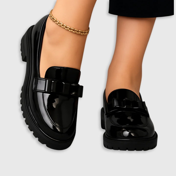 Julie | Mocasines con tacón de bloque y detalle de lazo