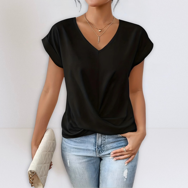 Maggie | Top con cuello de pico anudado frontal