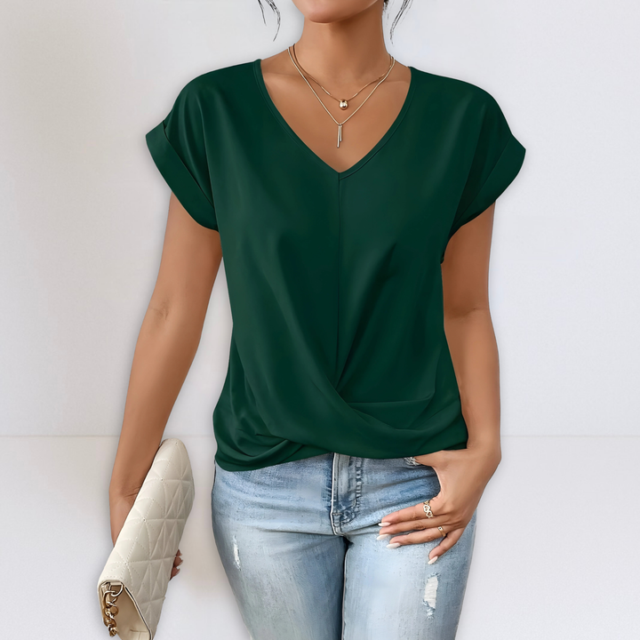 Maggie | Top con cuello de pico anudado frontal