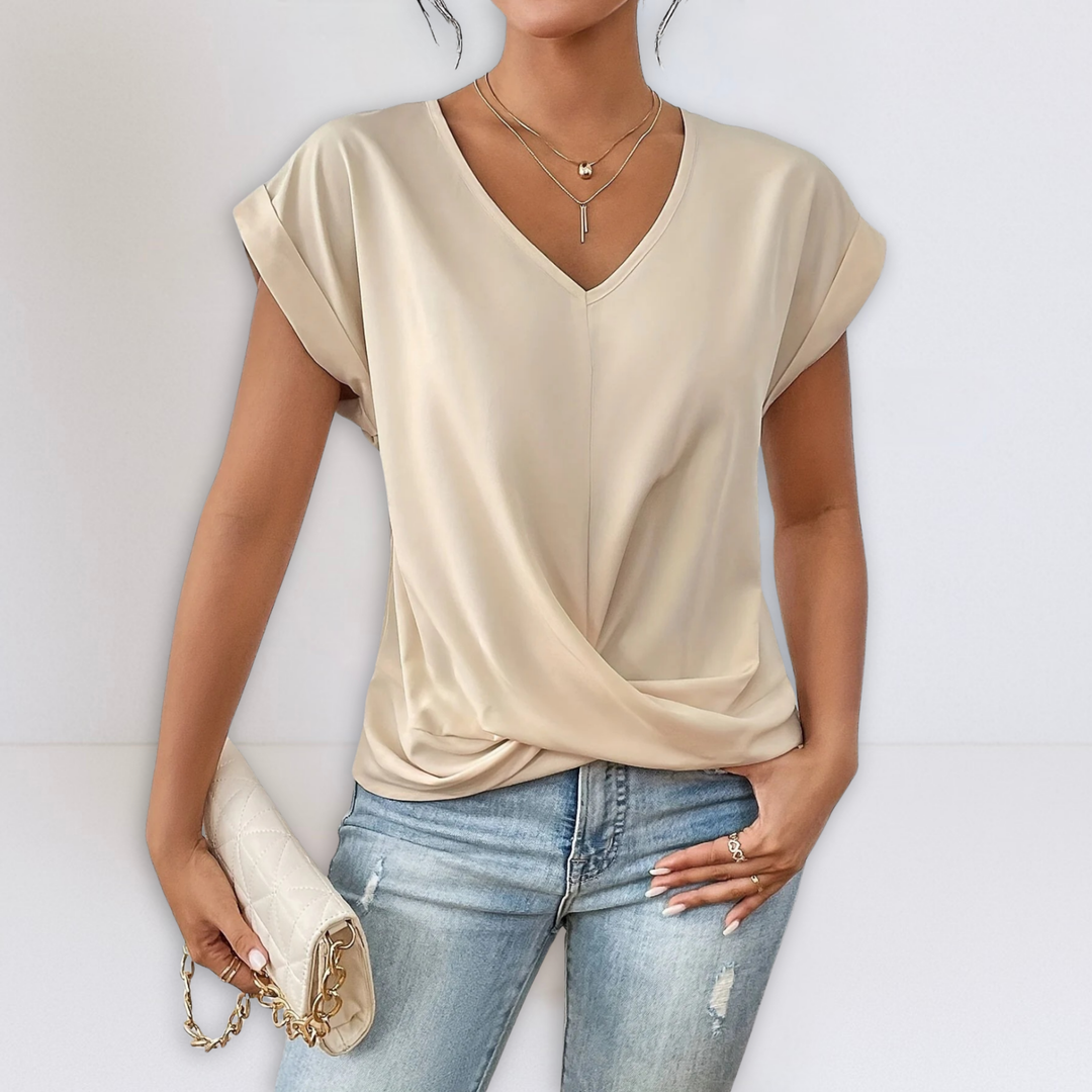 Maggie | Top con cuello de pico anudado frontal