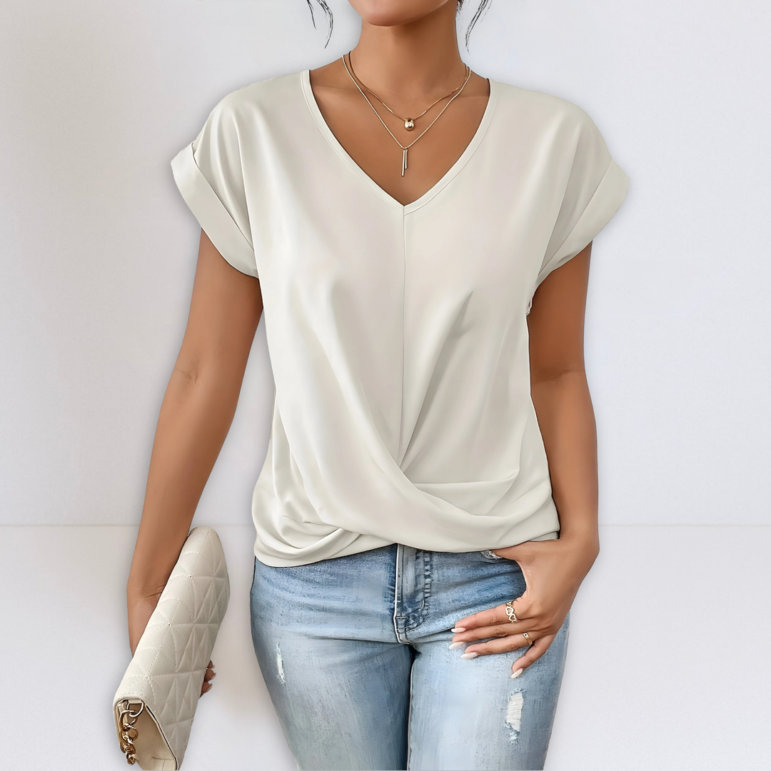 Maggie | Top con cuello de pico anudado frontal