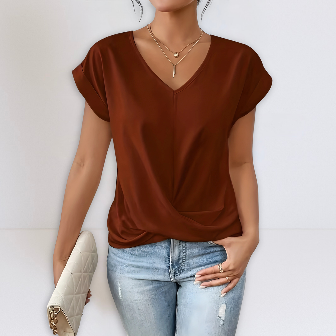 Maggie | Top con cuello de pico anudado frontal