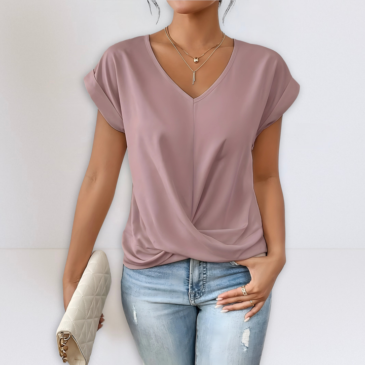 Maggie | Top con cuello de pico anudado frontal