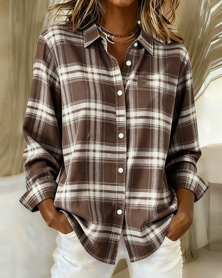 Xenna | Camisa con estampado a cuadros y cuello con muescas