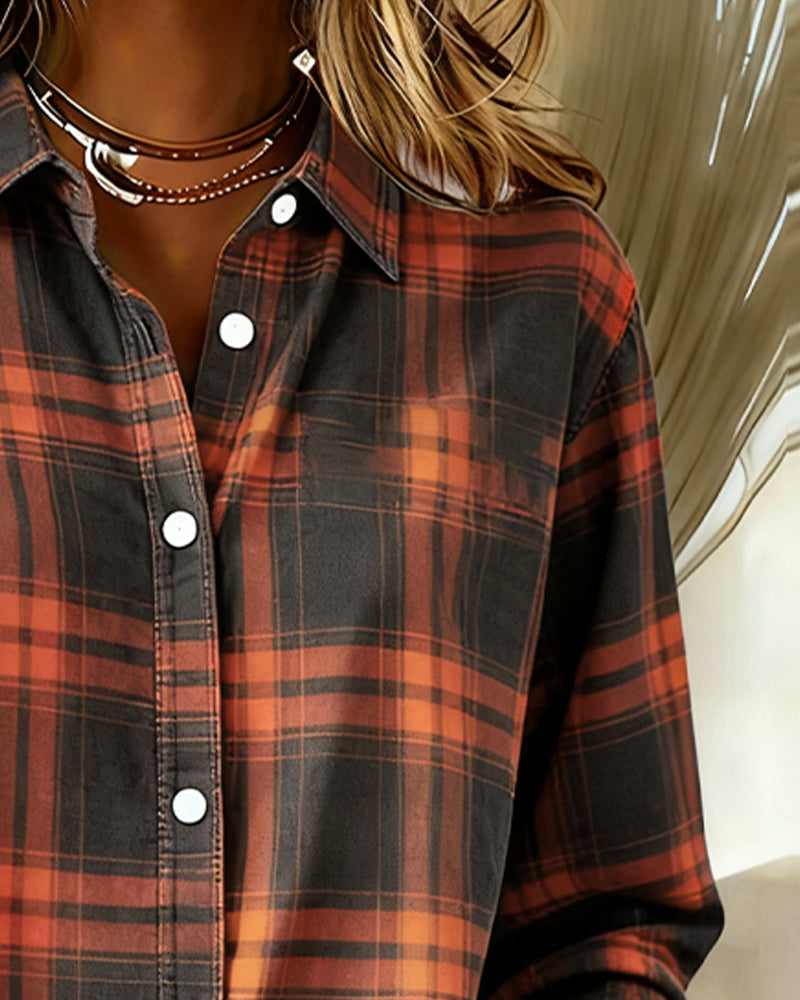Xenna | Camisa con estampado a cuadros y cuello con muescas