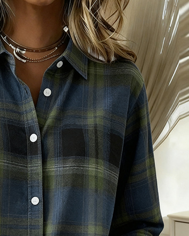 Xenna | Camisa con estampado a cuadros y cuello con muescas