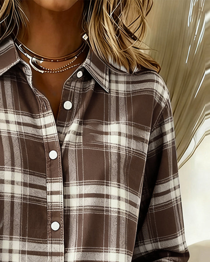 Xenna | Camisa con estampado a cuadros y cuello con muescas