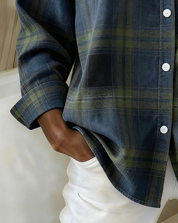 Xenna | Camisa con estampado a cuadros y cuello con muescas