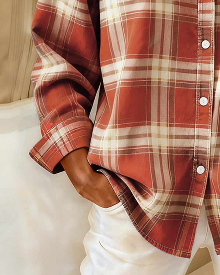 Xenna | Camisa con estampado a cuadros y cuello con muescas