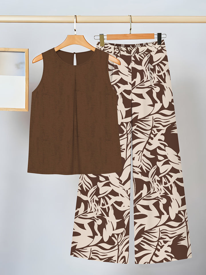 Shelby | Conjunto de dos piezas estampado de plantas