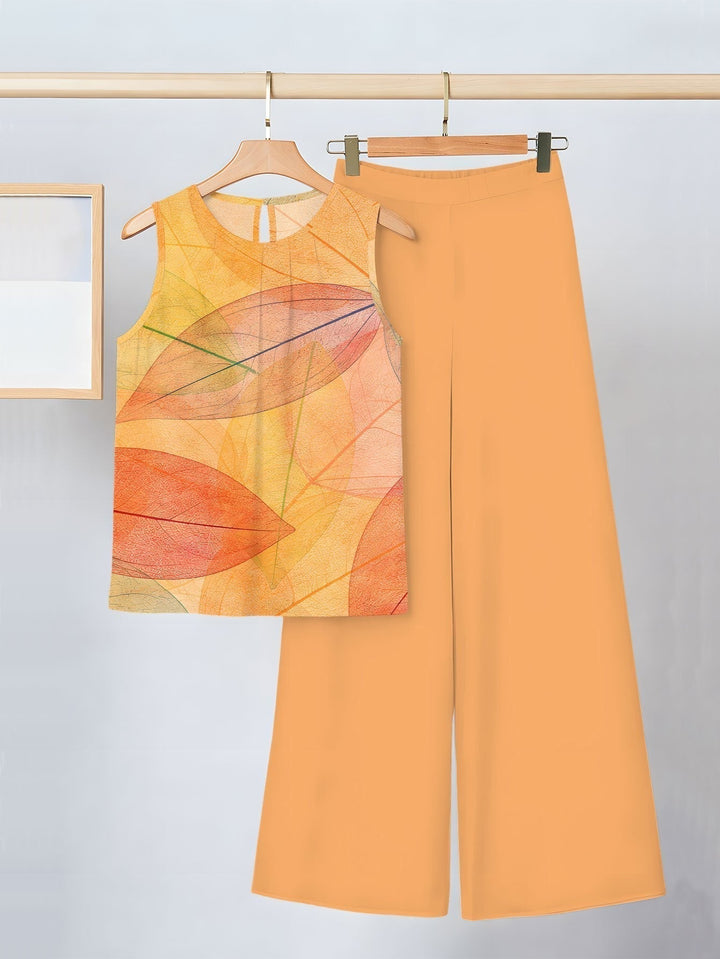 Ámbar | Conjunto de dos piezas con estampado de hojas