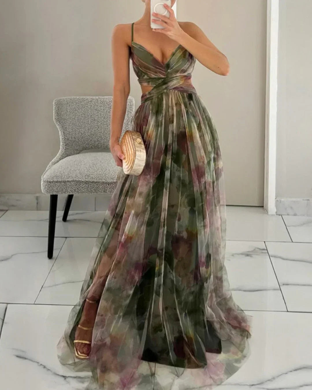 Claudia™ | Encantador Vestido Largo con Estampado Floral