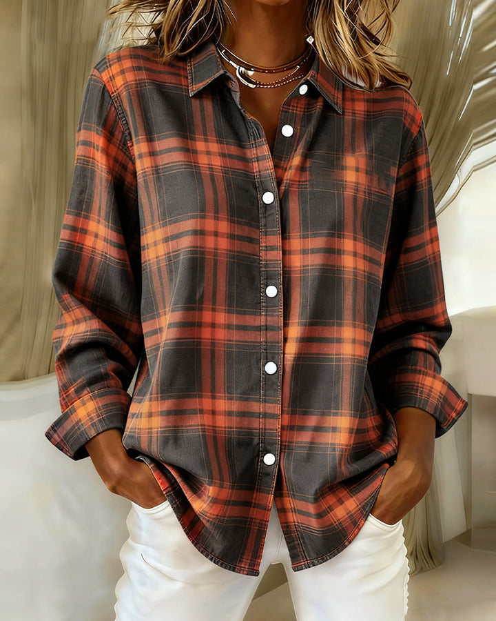 Xenna | Camisa con estampado a cuadros y cuello con muescas