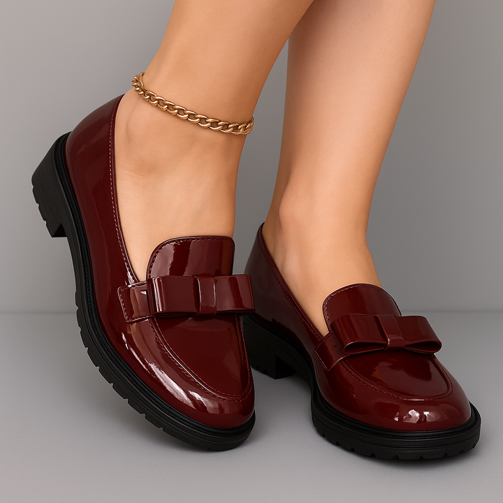 Julie | Mocasines con tacón de bloque y detalle de lazo