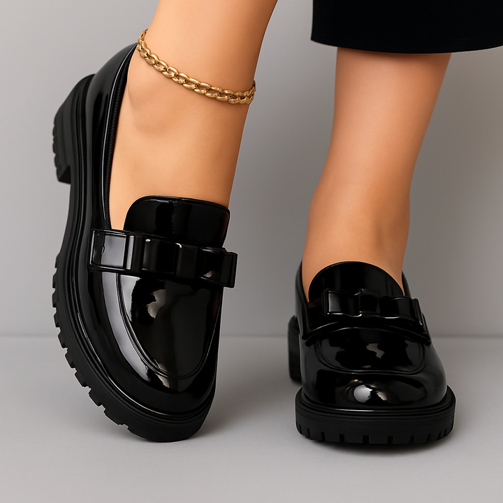Julie | Mocasines con tacón de bloque y detalle de lazo