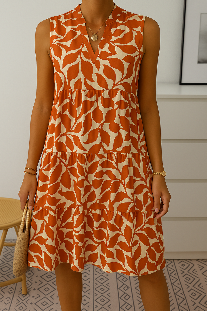 Kathy | Vestido estampado con cuello en V