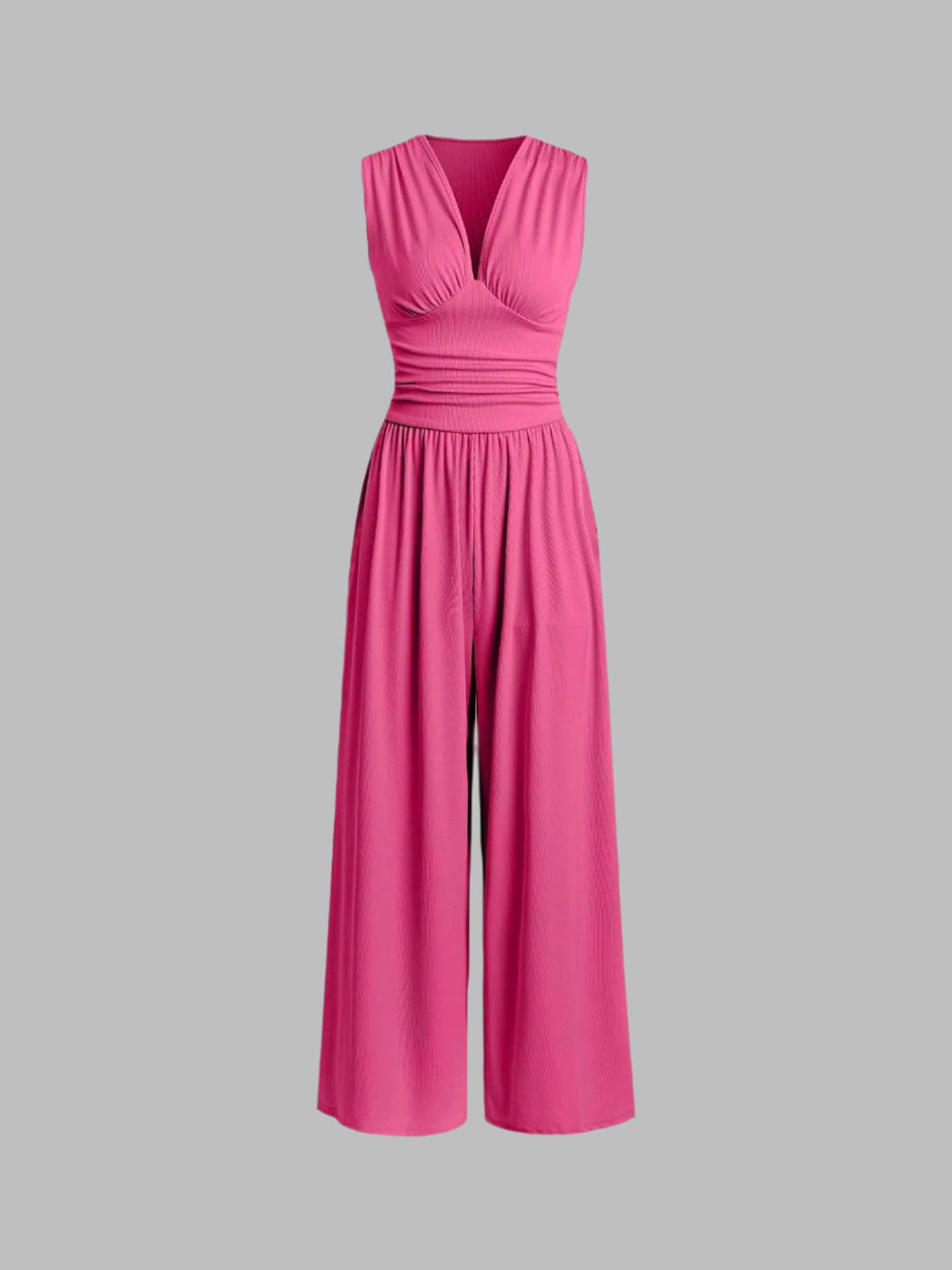 Mono Elegante de Pierna Ancha con Cuello en V