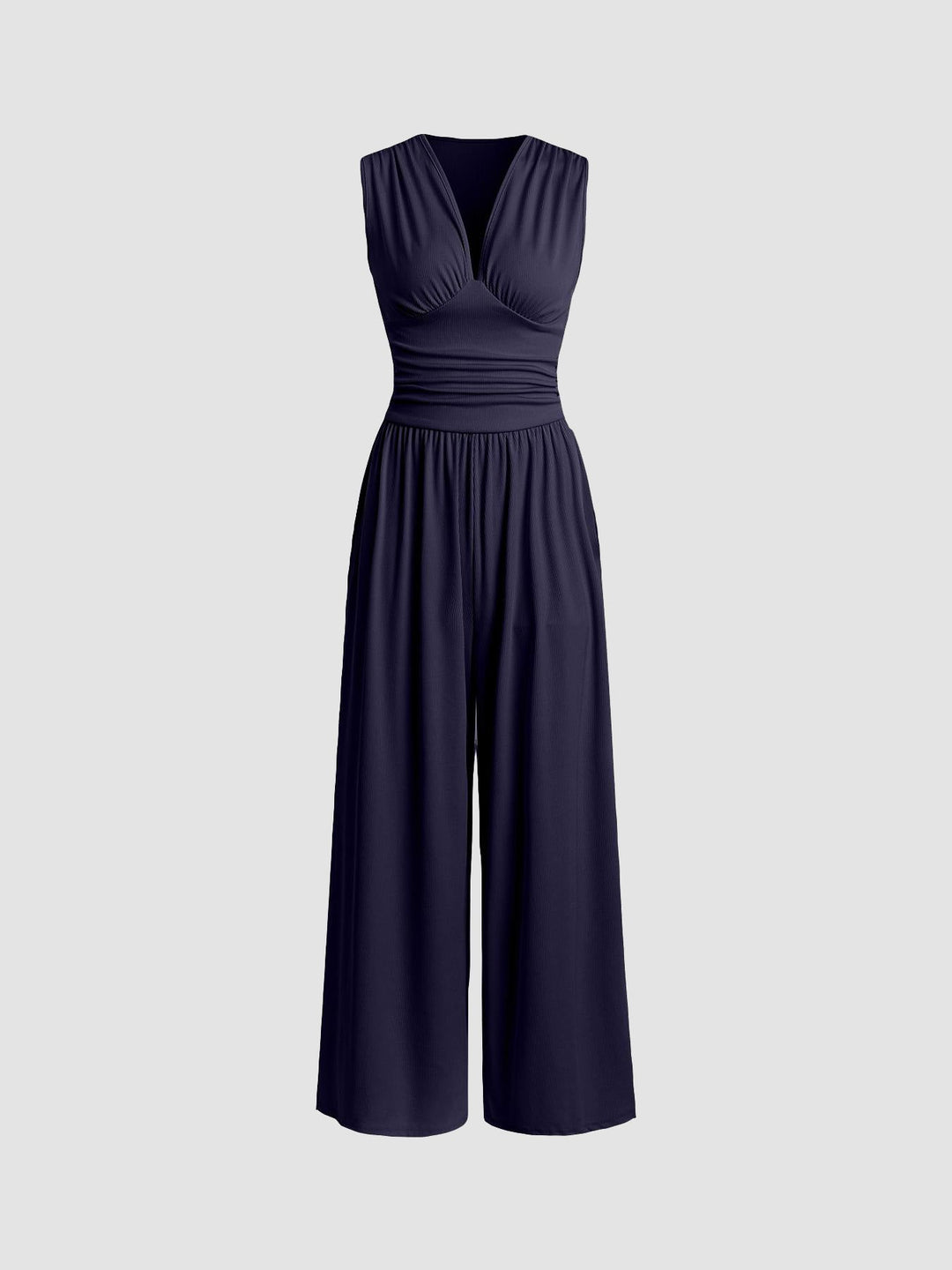 Mono Elegante de Pierna Ancha con Cuello en V