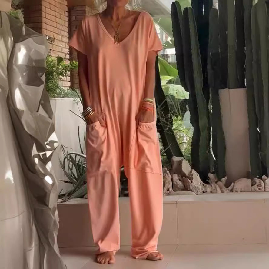 Elegant Wrap-Front Resort Style Jumpsuit