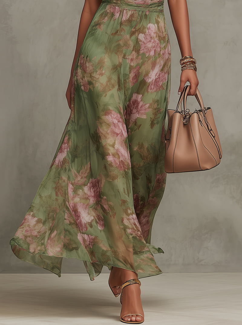 Alejandra | Vestido Maxi Floral Verde