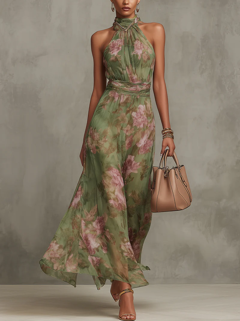 Alejandra | Vestido Maxi Floral Verde