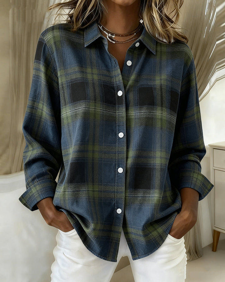 Xenna | Camisa con estampado a cuadros y cuello con muescas