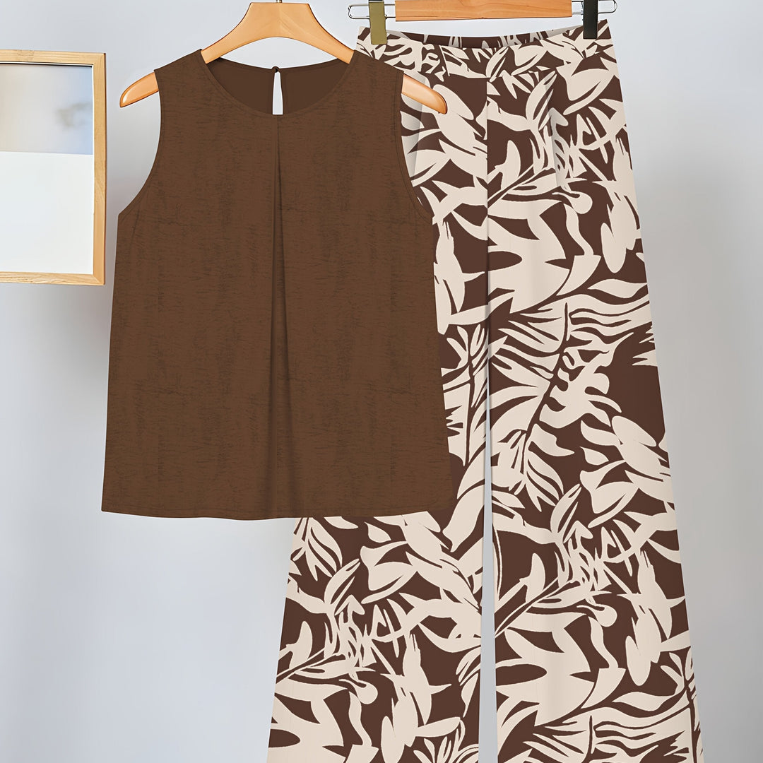 Shelby | Conjunto de dos piezas estampado de plantas