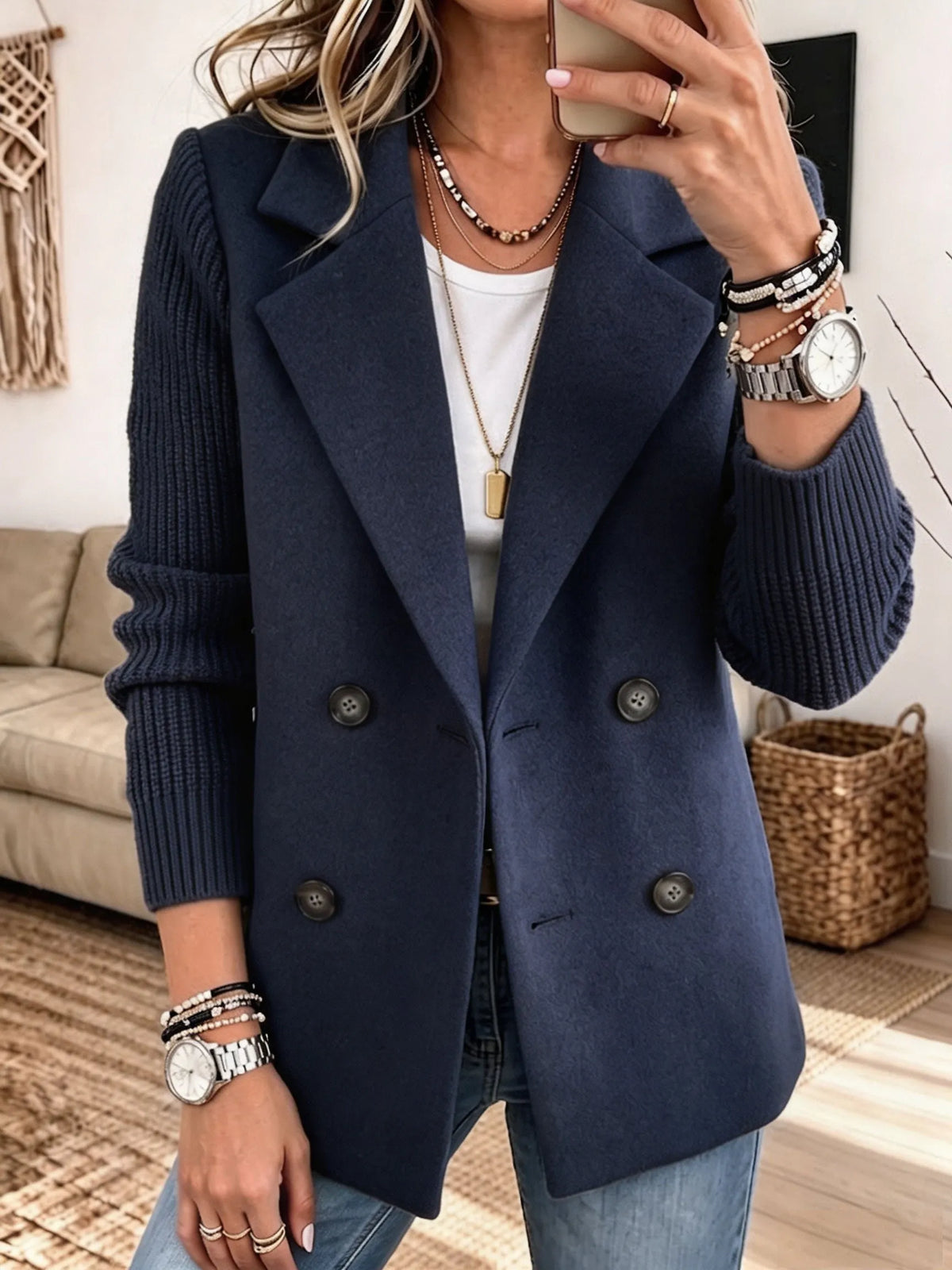CARLA | BLAZER ELEGANTE CON MANGAS DE PUNTO
