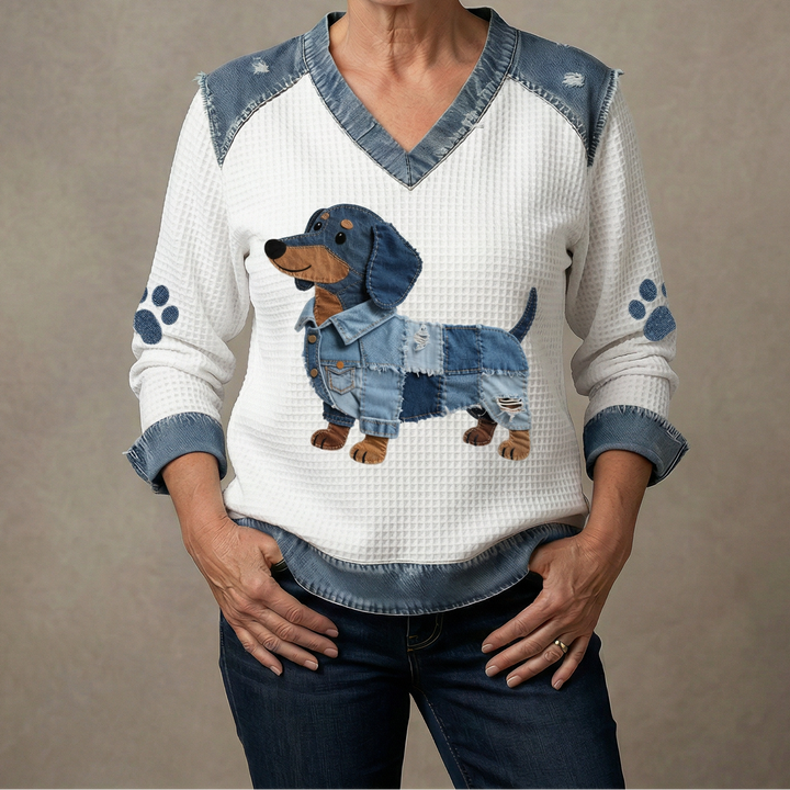 Claire - Encantador Dachshund con Parches de Denim