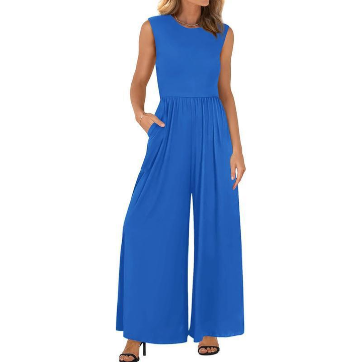 Comfortable Sleeveless Wide-Leg Pocket Jumpsuit