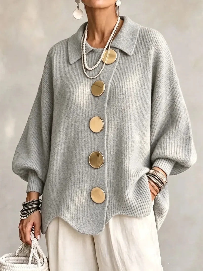 CARINA | CÁRDIGAN OVERSIZE CON CUELLO Y BOTONES