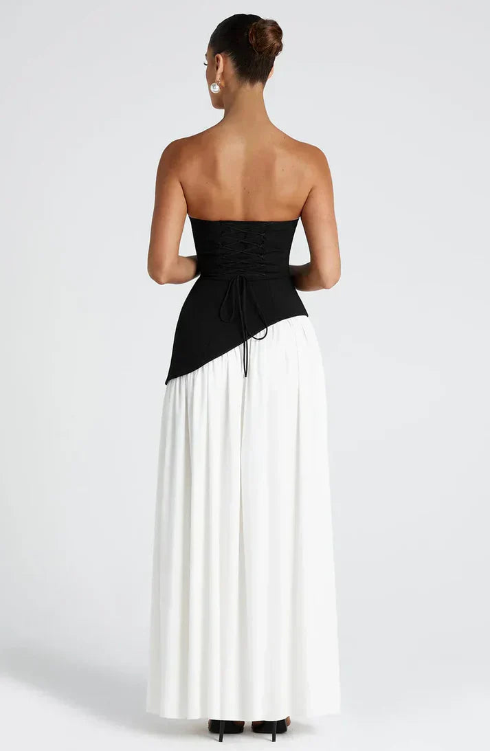 Valeria™ | Vestido Largo Elegante con Escote Strapless y Abertura Lateral