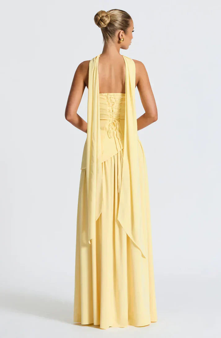 Valeria™ | Vestido Largo Elegante con Escote Strapless y Abertura Lateral