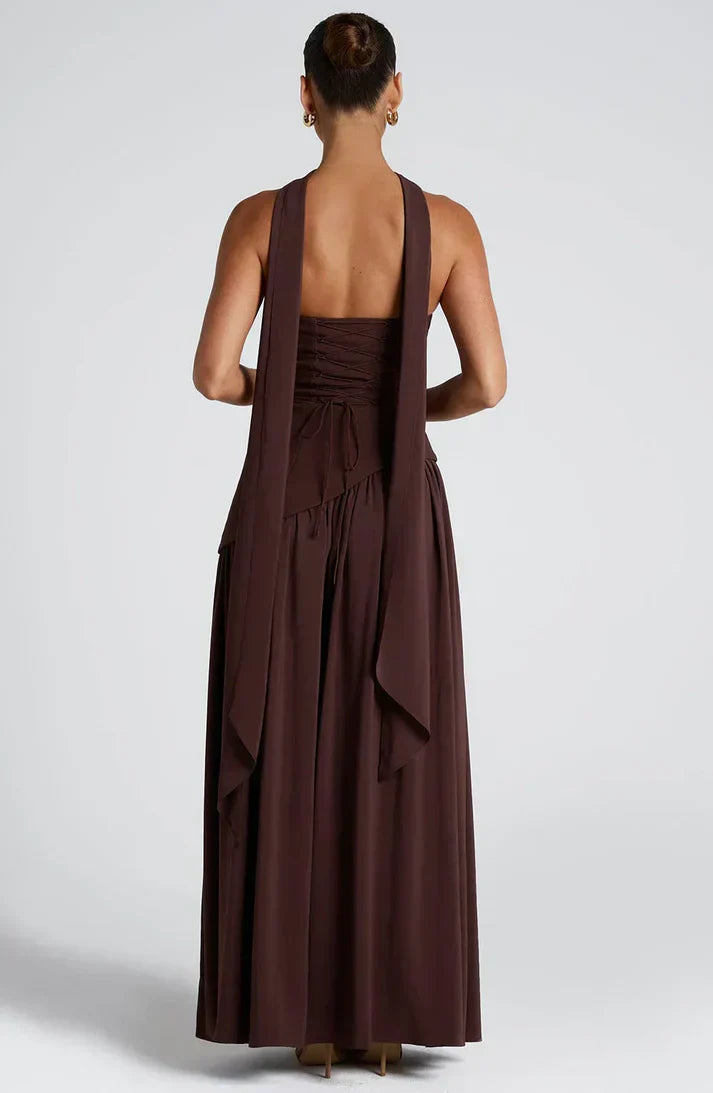 Valeria™ | Vestido Largo Elegante con Escote Strapless y Abertura Lateral
