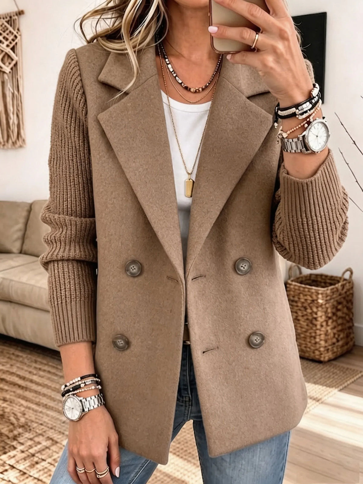 CARLA | BLAZER ELEGANTE CON MANGAS DE PUNTO