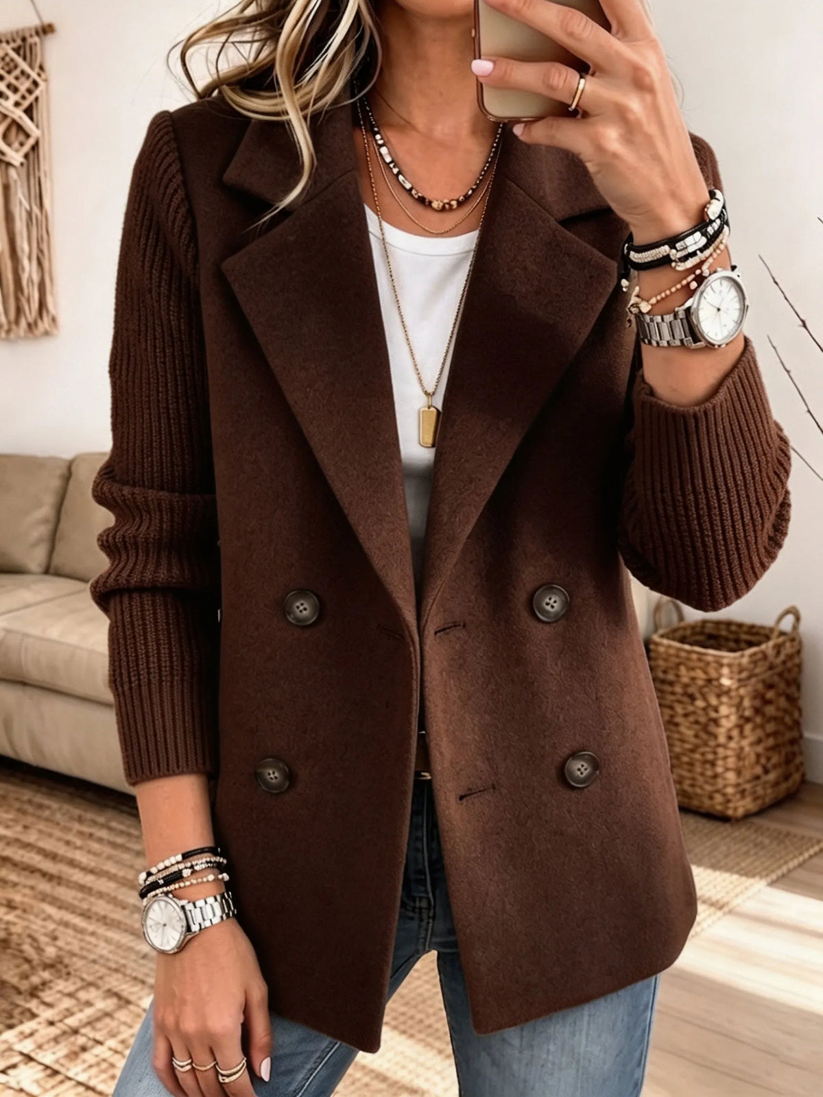 CARLA | BLAZER ELEGANTE CON MANGAS DE PUNTO