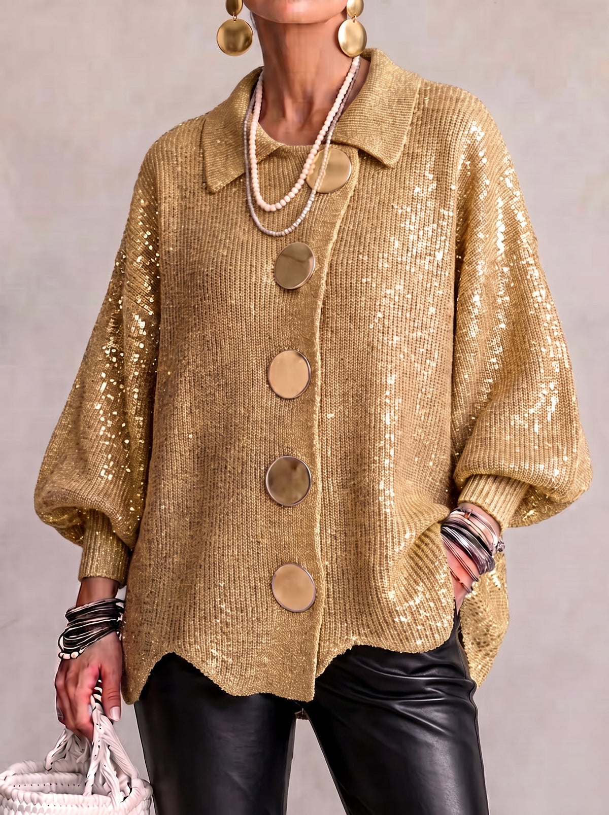 CARINA | CÁRDIGAN OVERSIZE CON CUELLO Y BOTONES