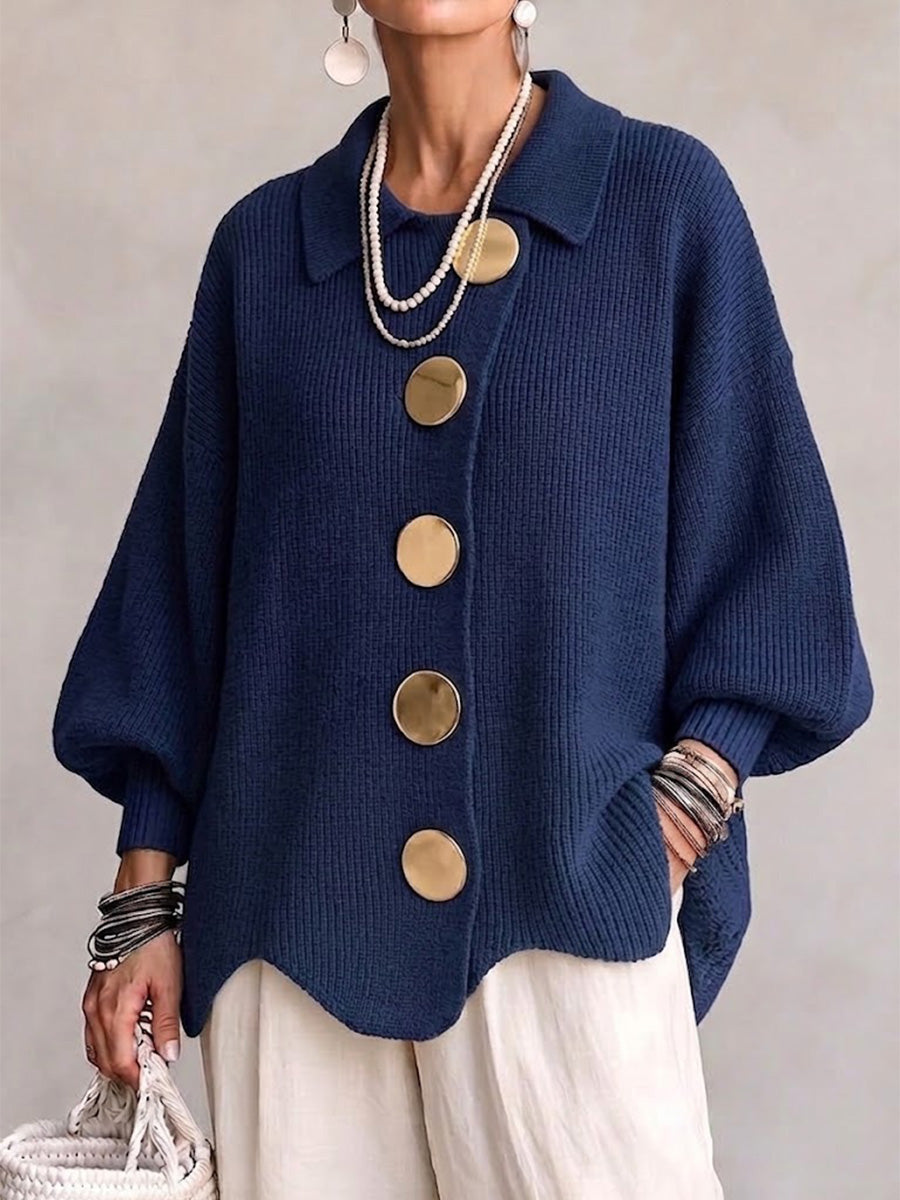 CARINA | CÁRDIGAN OVERSIZE CON CUELLO Y BOTONES