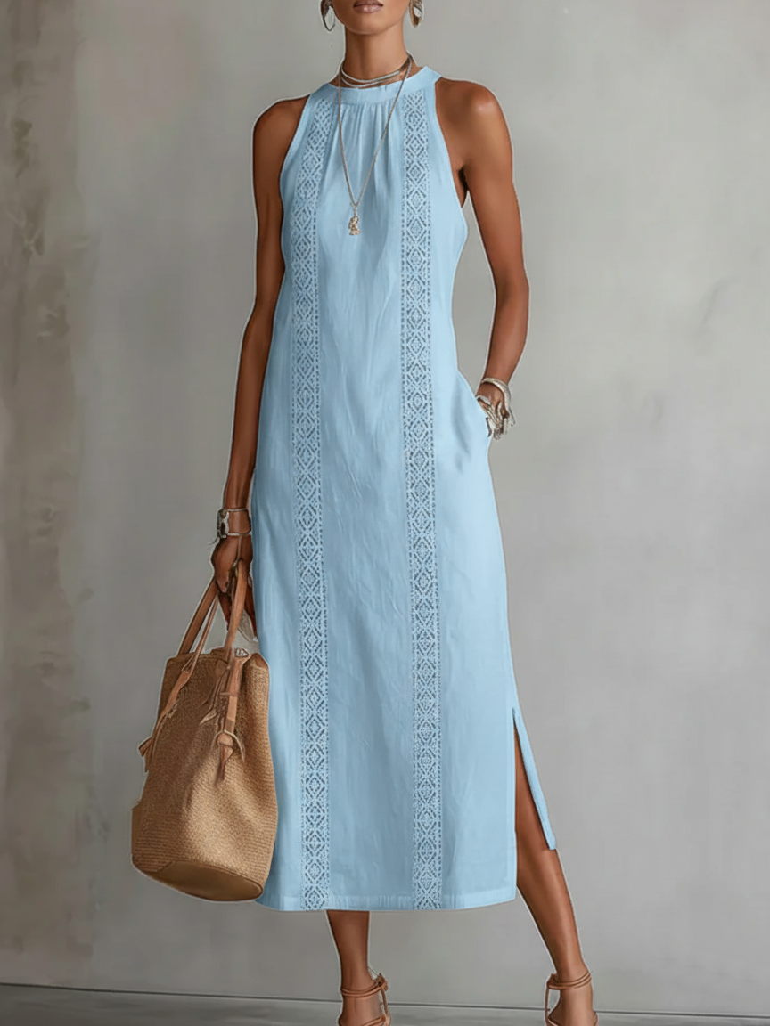 Jimena | Vestido Midi Elegante con Cuello Mao