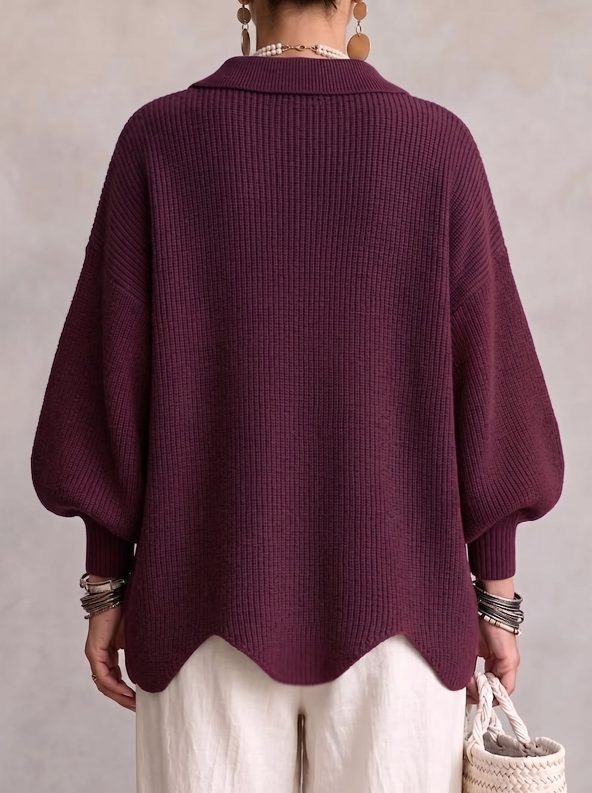 CARINA | CÁRDIGAN OVERSIZE CON CUELLO Y BOTONES