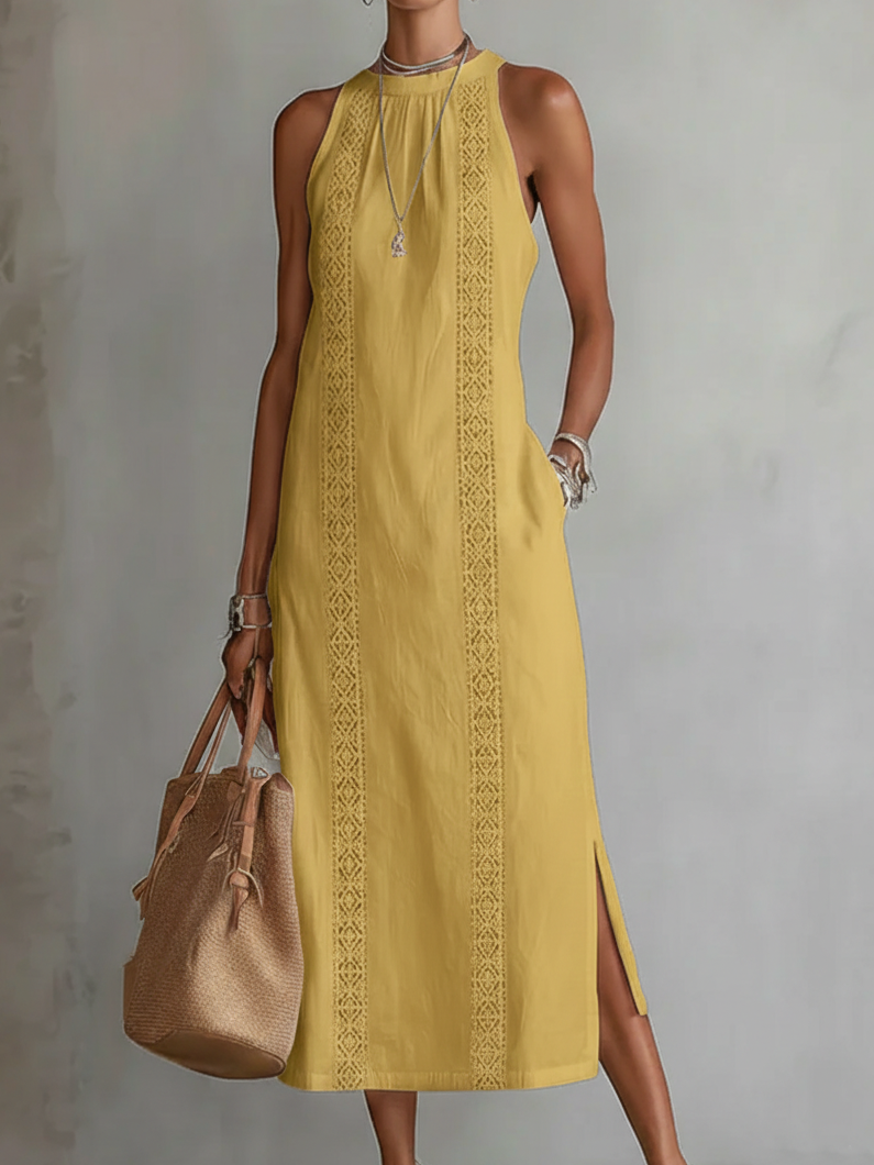 Jimena | Vestido Midi Elegante con Cuello Mao
