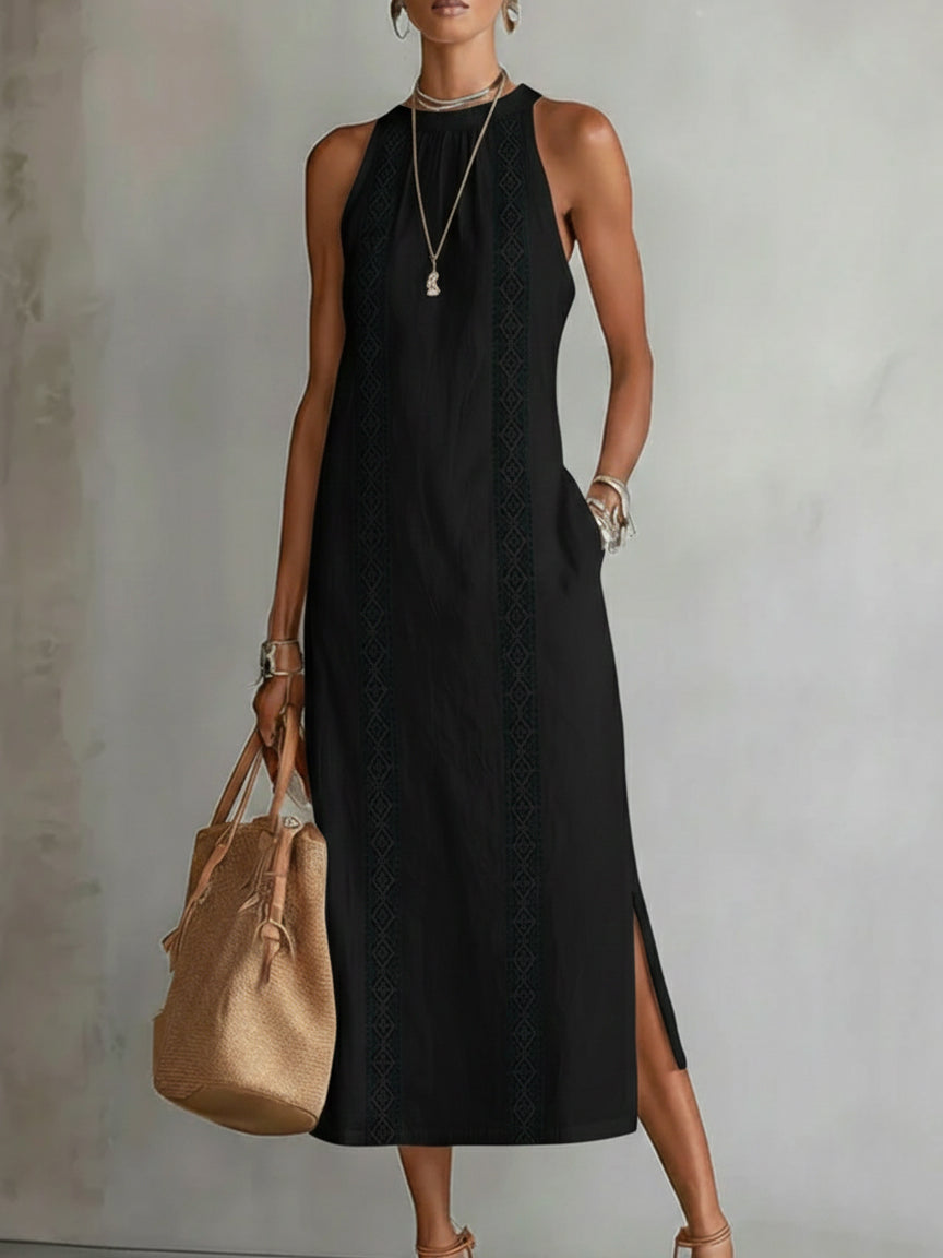Jimena | Vestido Midi Elegante con Cuello Mao