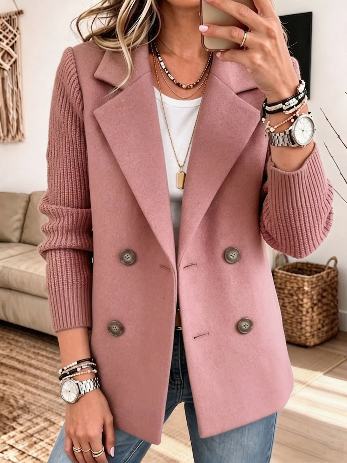 CARLA | BLAZER ELEGANTE CON MANGAS DE PUNTO