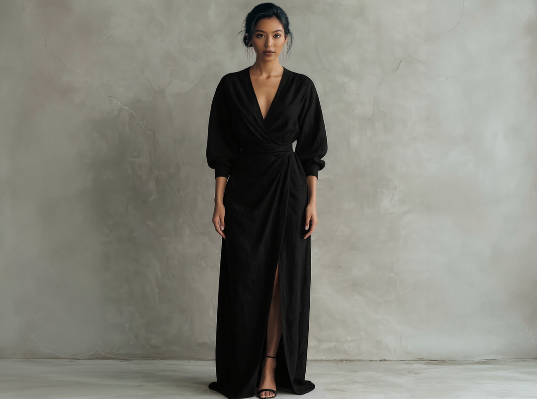 Vestido Maxi Minimalista Rosa con Escote en V para Mujer