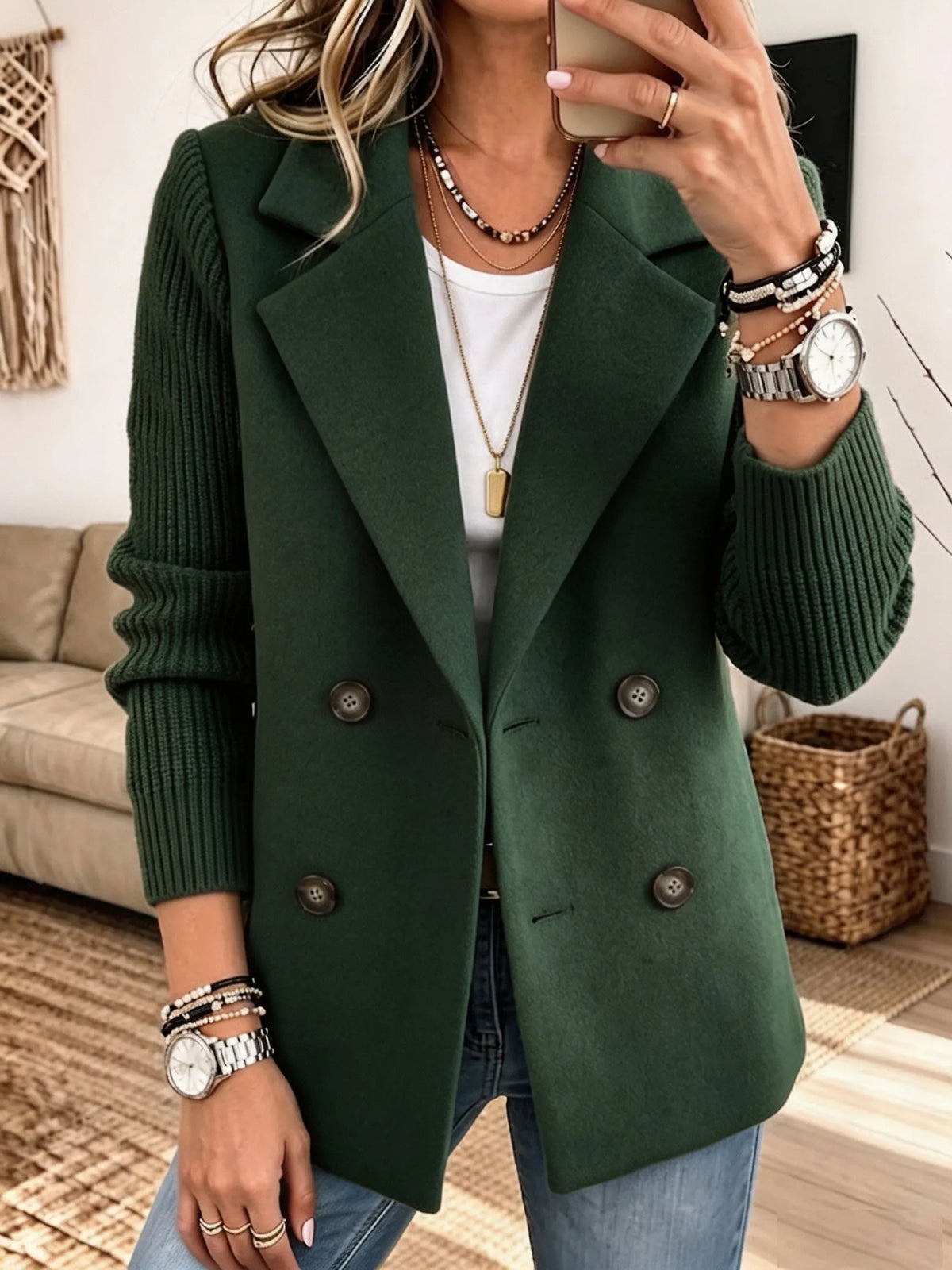 CARLA | BLAZER ELEGANTE CON MANGAS DE PUNTO